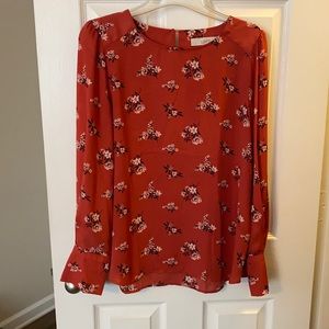 LOFT pink floral blouse size m